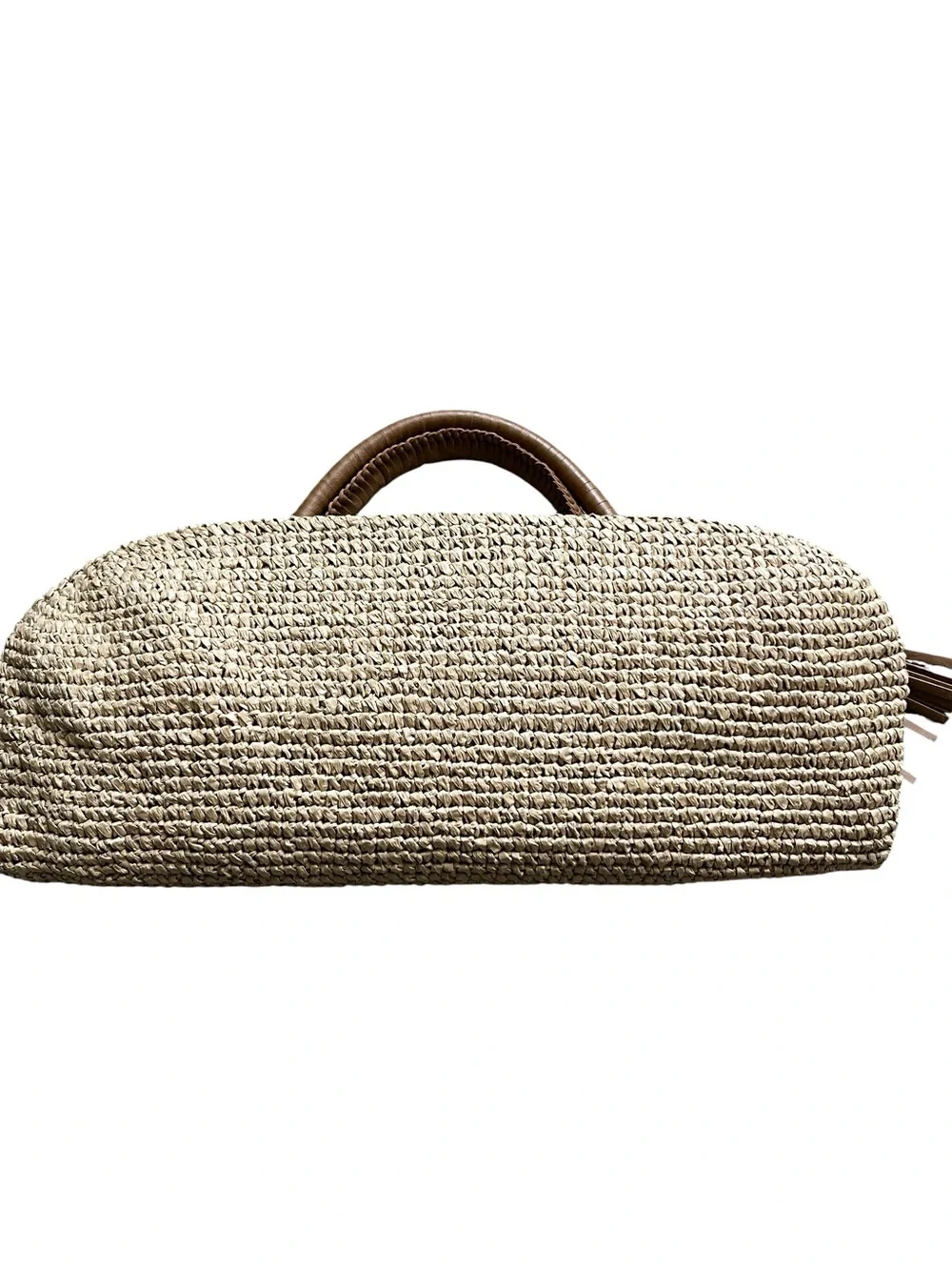 Tommy Bahama tan raffia straw hobo tote bag with linen lining